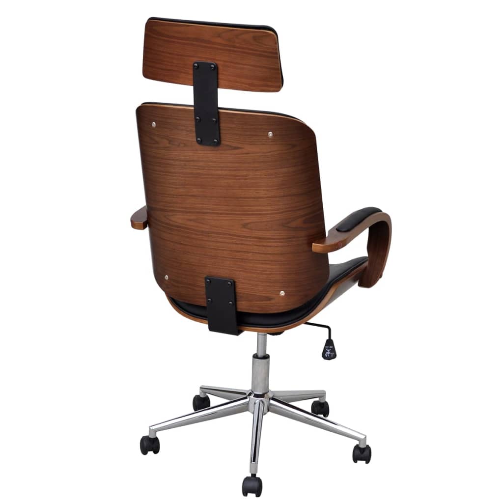vidaXL Chaise de bureau avec appuie-tête Bois cintré Similicuir