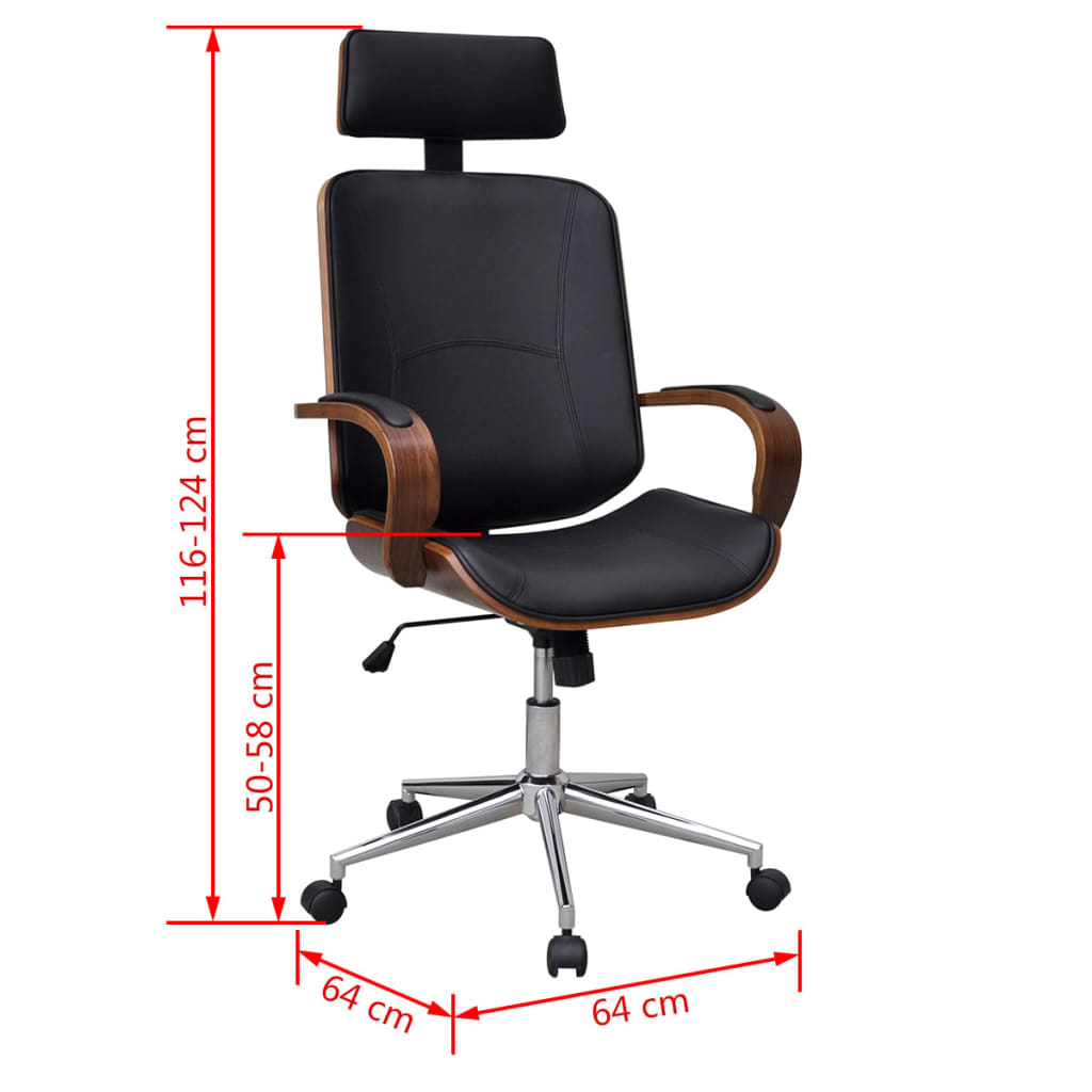 vidaXL Chaise de bureau avec appuie-tête Bois cintré Similicuir