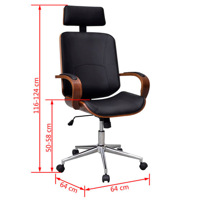 vidaXL Chaise de bureau avec appuie-tête Bois cintré Similicuir