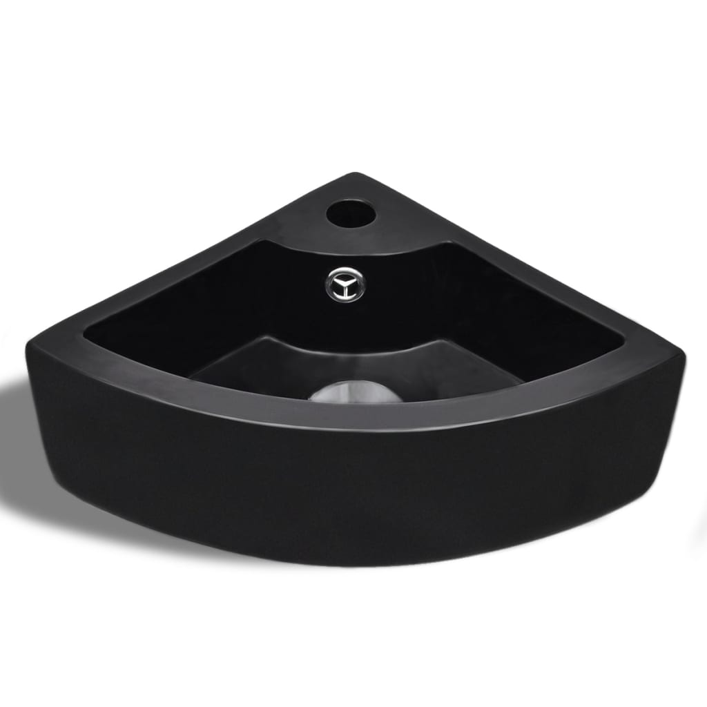 vidaXL Lavabo avec trou de trop-plein 45x32x12,5 cm Noir