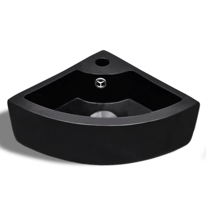 vidaXL Lavabo avec trou de trop-plein 45x32x12,5 cm Noir