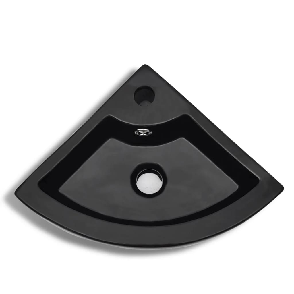 vidaXL Lavabo avec trou de trop-plein 45x32x12,5 cm Noir