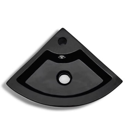 vidaXL Lavabo avec trou de trop-plein 45x32x12,5 cm Noir