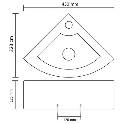 vidaXL Lavabo avec trou de trop-plein 45x32x12,5 cm Noir