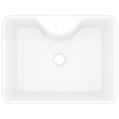Vasque carré à trou pour robinet céramique blanc pour salle de bain