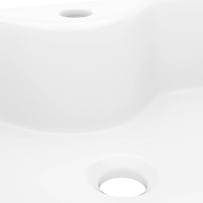 Vasque carré à trou pour robinet céramique blanc pour salle de bain