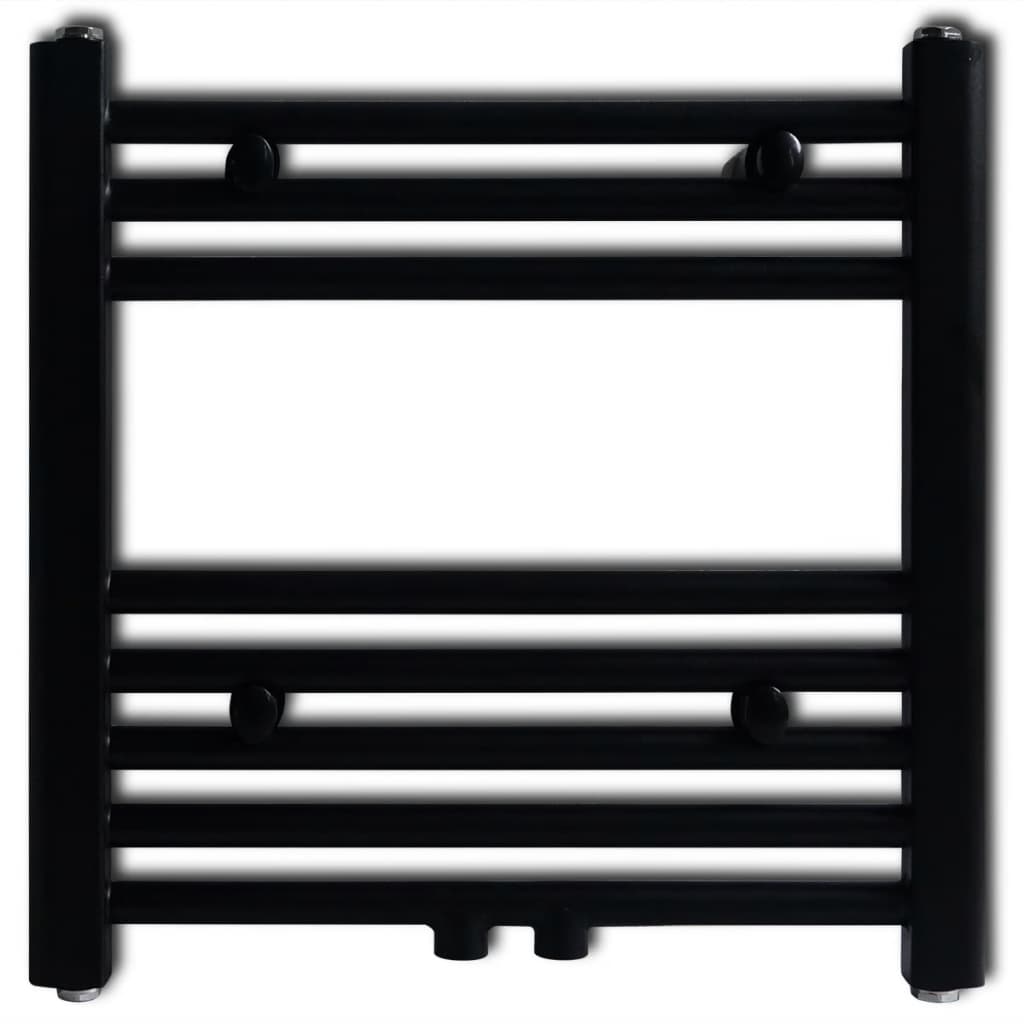 vidaXL Sèche-serviettes eau chaude à rails droits noir 480 x 480 mm