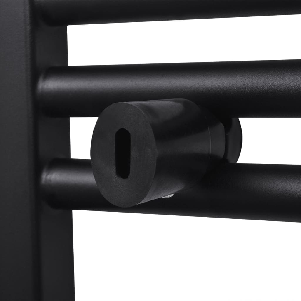 vidaXL Sèche-serviettes eau chaude à rails droits noir 480 x 480 mm