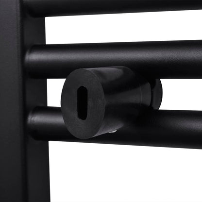 vidaXL Sèche-serviettes eau chaude à rails droits noir 480 x 480 mm