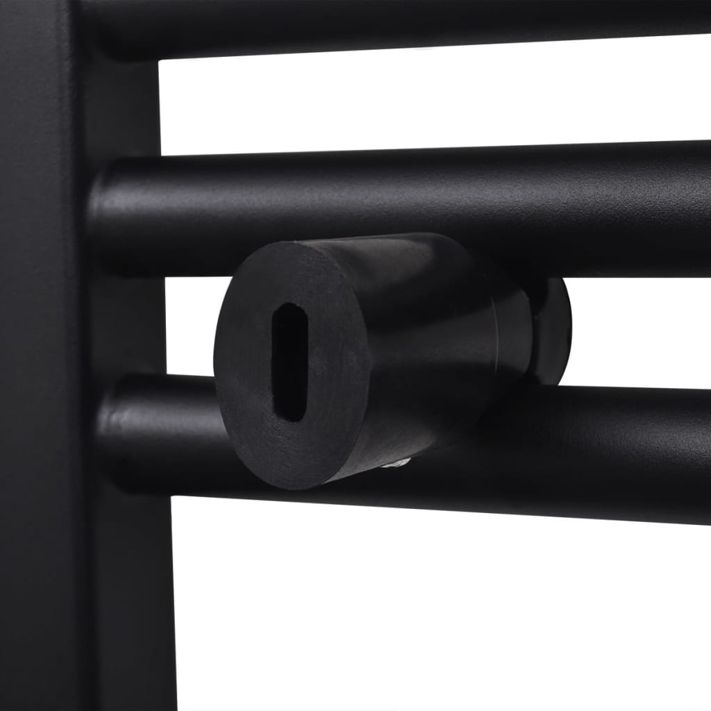 vidaXL Sèche-serviettes eau chaude à rails incurvés noir 480 x 480 mm