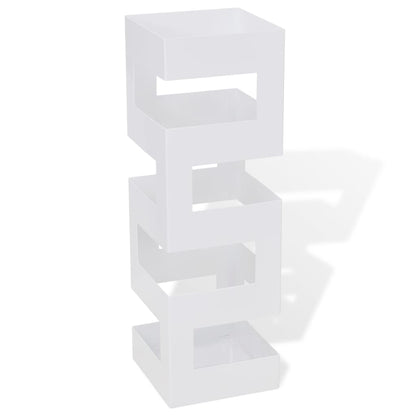 Blanc Carré Porte-parapluie Stockage pour cannes bâtons Acier 48,5 cm