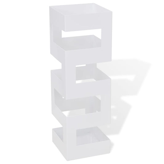 Blanc Carré Porte-parapluie Stockage pour cannes bâtons Acier 48,5 cm