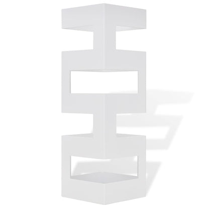 Blanc Carré Porte-parapluie Stockage pour cannes bâtons Acier 48,5 cm