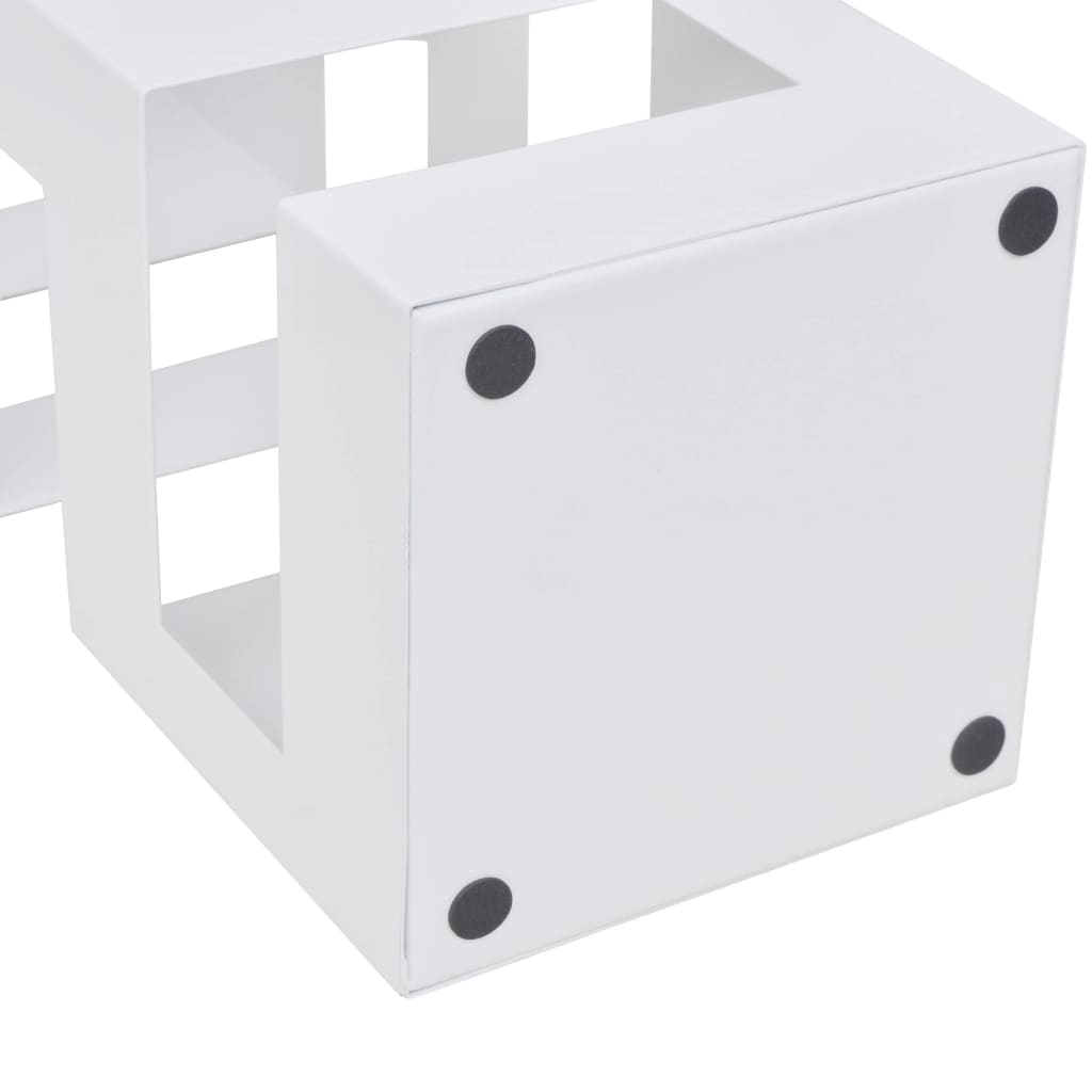 Blanc Carré Porte-parapluie Stockage pour cannes bâtons Acier 48,5 cm
