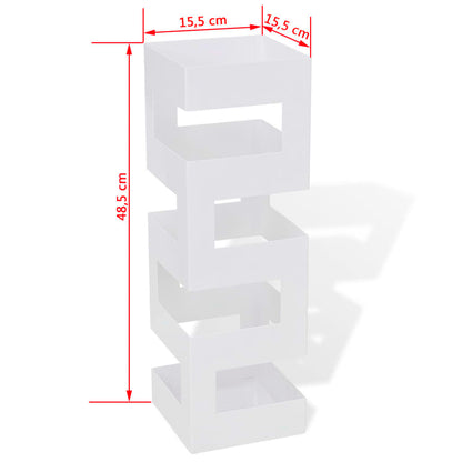 Blanc Carré Porte-parapluie Stockage pour cannes bâtons Acier 48,5 cm