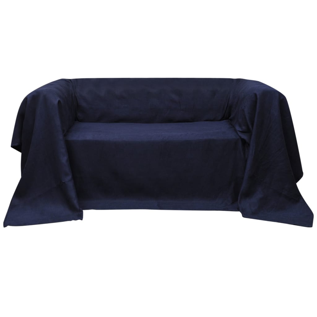 vidaXL Housse de canapé Micro-suède Bleu marine 270x350 cm