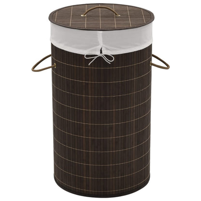 vidaXL Panier à linge rond en bambou Marron foncé