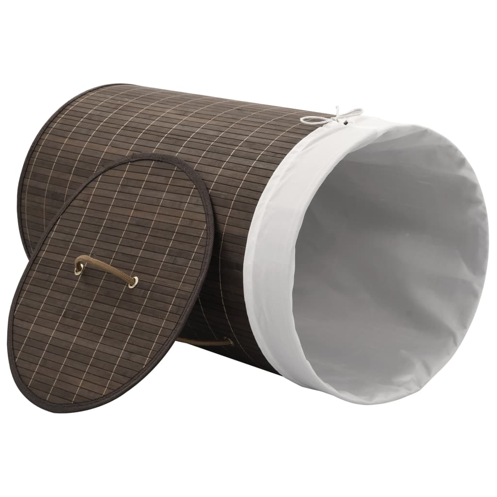 vidaXL Panier à linge rond en bambou Marron foncé