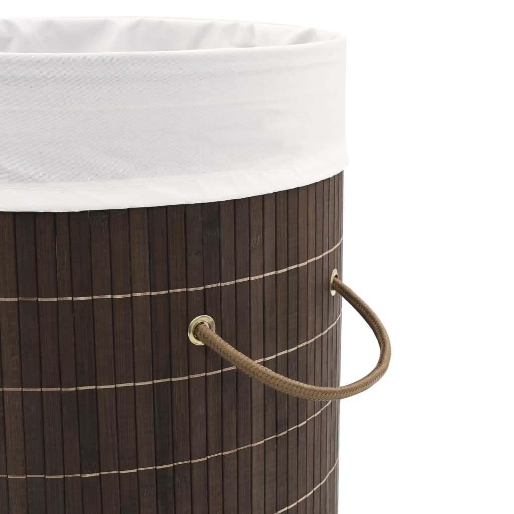 vidaXL Panier à linge rond en bambou Marron foncé