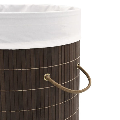 vidaXL Panier à linge rond en bambou Marron foncé