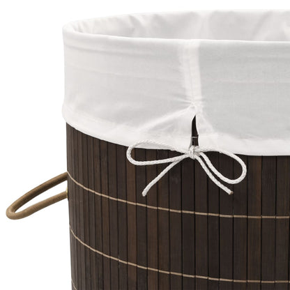 vidaXL Panier à linge rond en bambou Marron foncé