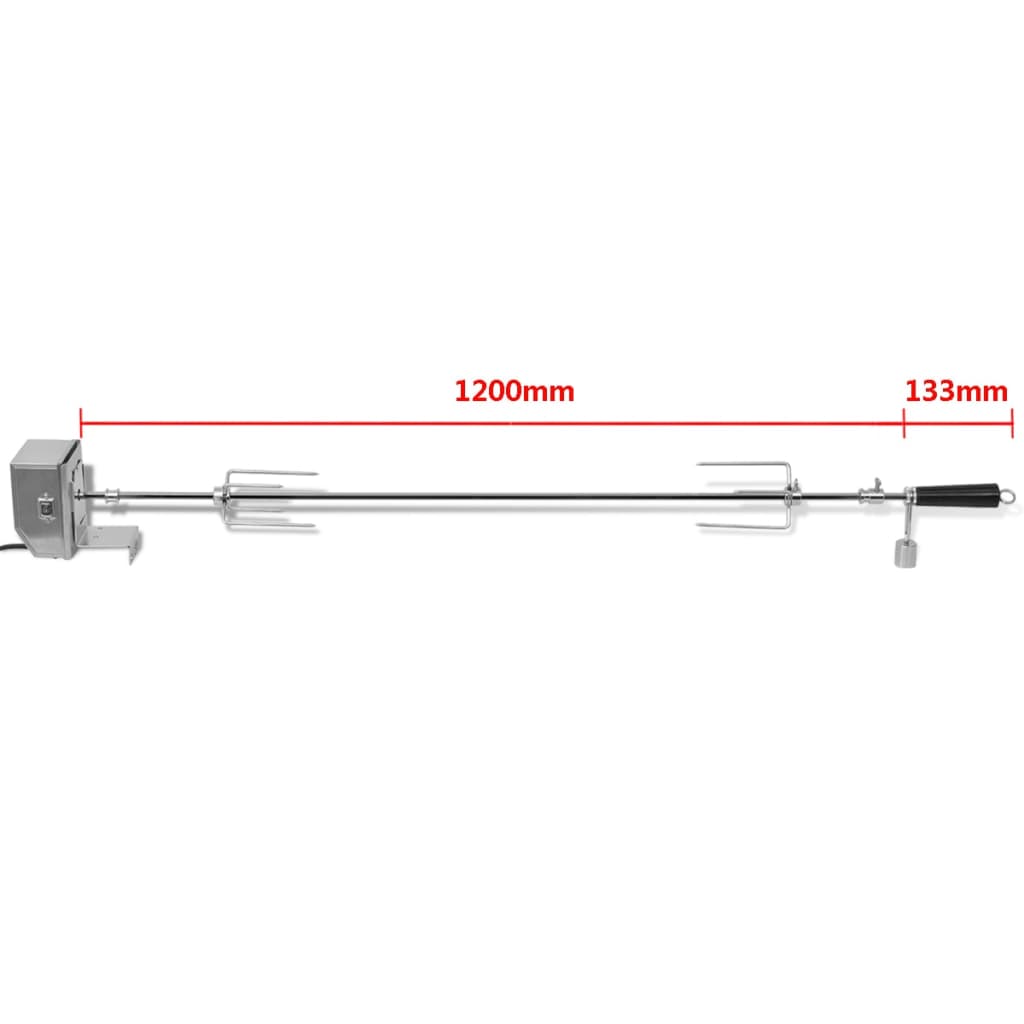 vidaXL Broche à rôtir avec moteur 1 200 mm Acier