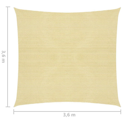 vidaXL Parasol en PEHD carré 3,6 x 3,6 m Beige