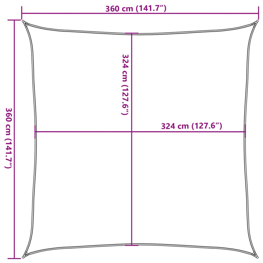 vidaXL Parasol en PEHD carré 3,6 x 3,6 m Beige