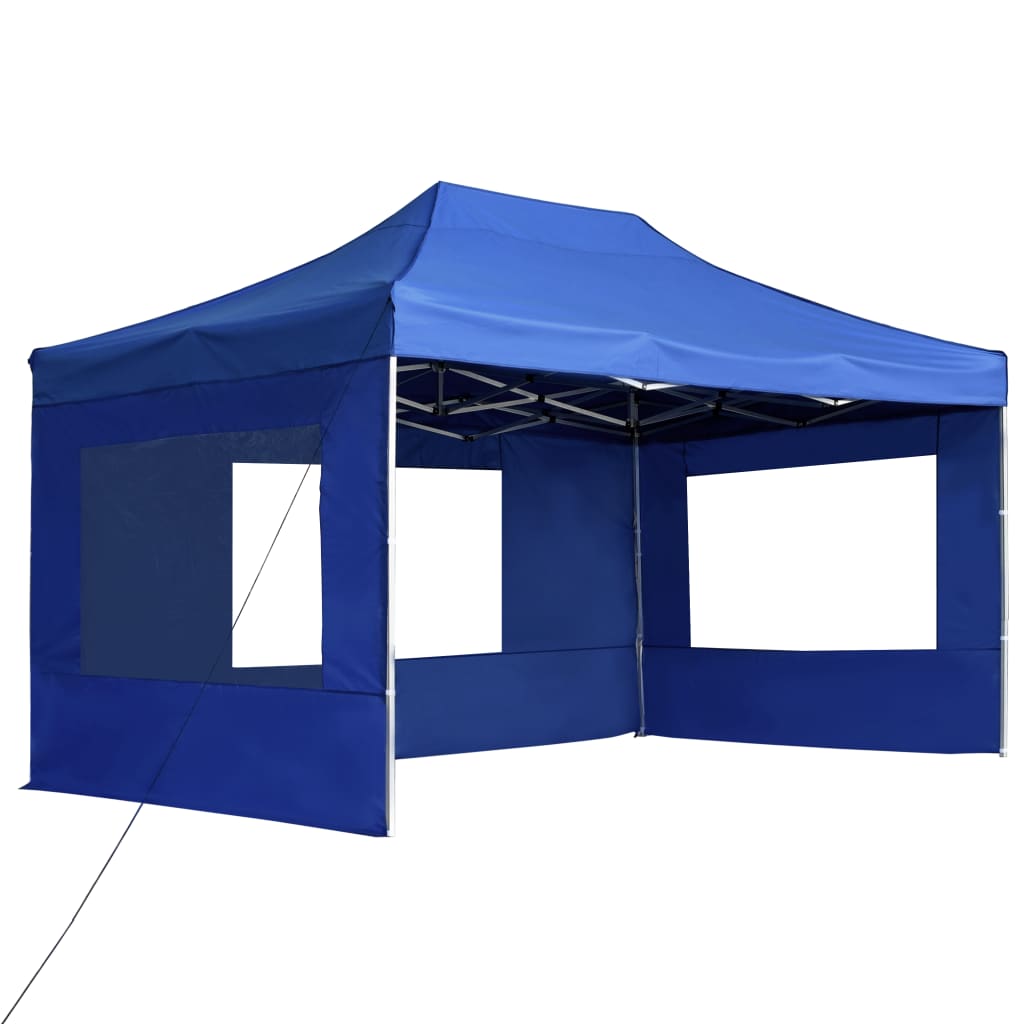 vidaXL Tente de réception pliable avec parois Aluminium 4,5x3 m Bleu