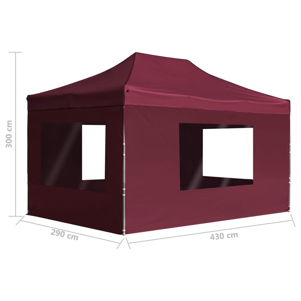 vidaXL Tente de réception pliable et parois Aluminium 4,5x3 m Bordeaux