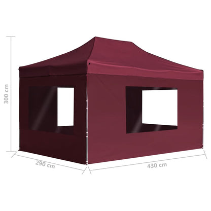 vidaXL Tente de réception pliable et parois Aluminium 4,5x3 m Bordeaux