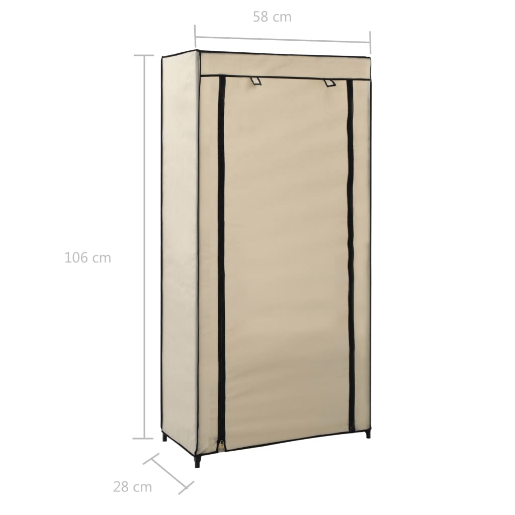vidaXL Armoire à chaussures avec housse Crème 58x28x106 cm Tissu