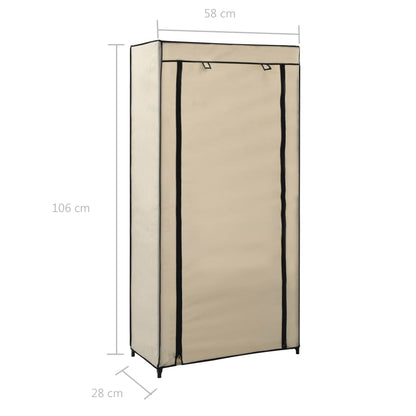 vidaXL Armoire à chaussures avec housse Crème 58x28x106 cm Tissu