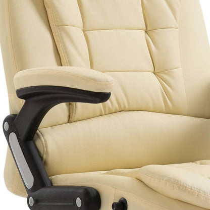 vidaXL Chaise de bureau Crème Similicuir