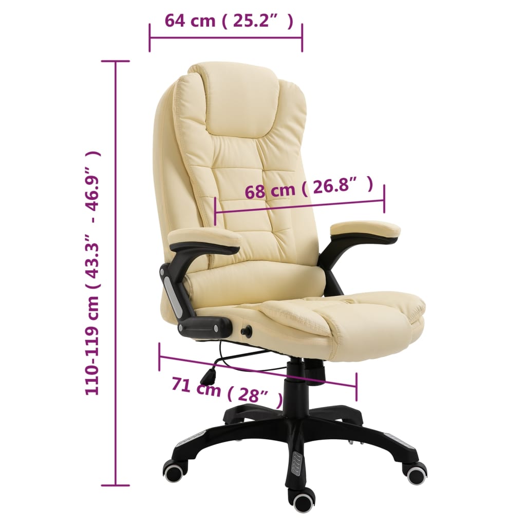 vidaXL Chaise de bureau Crème Similicuir