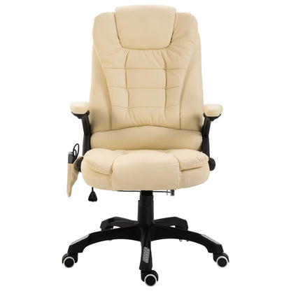 vidaXL Chaise de bureau de massage Crème Similicuir
