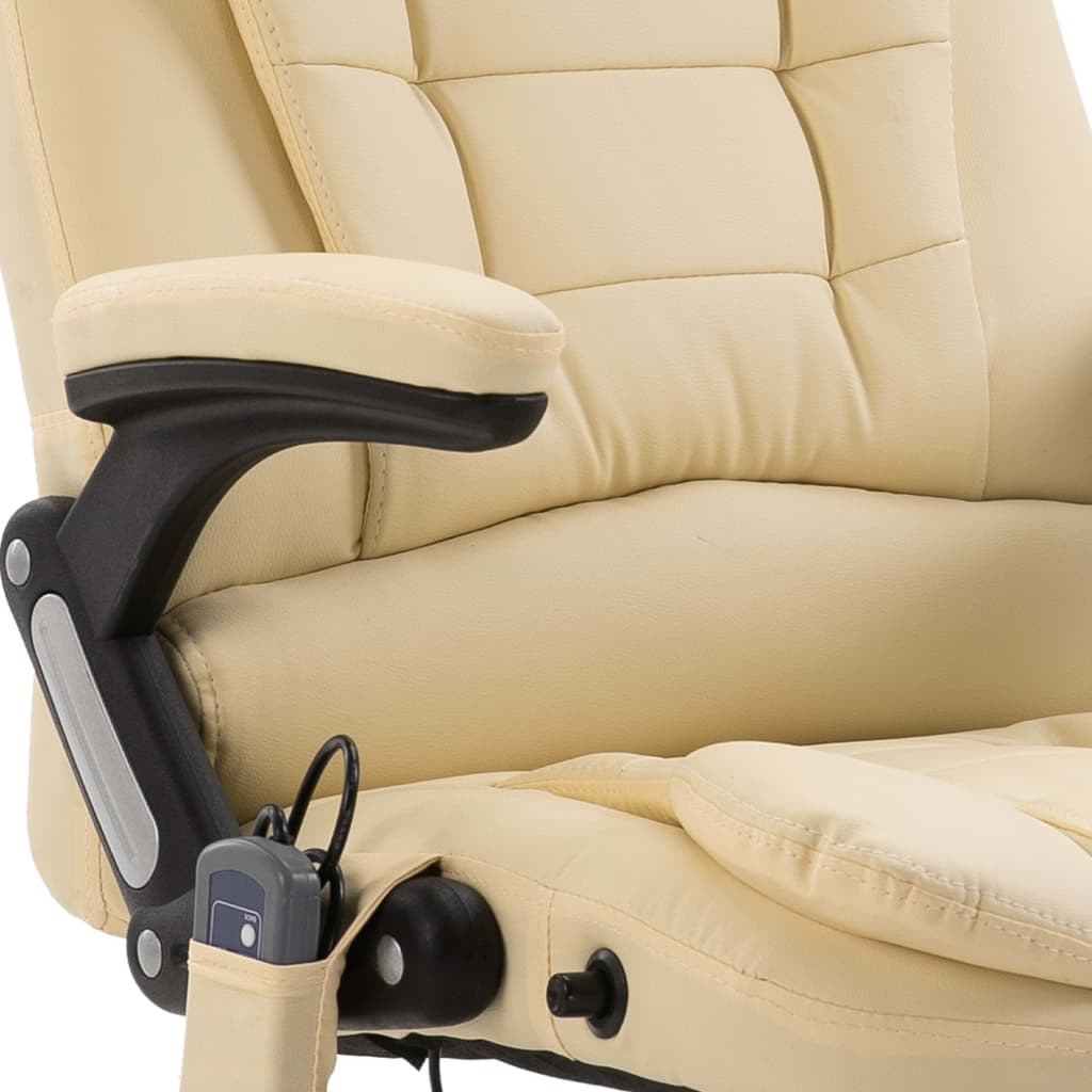vidaXL Chaise de bureau de massage Crème Similicuir