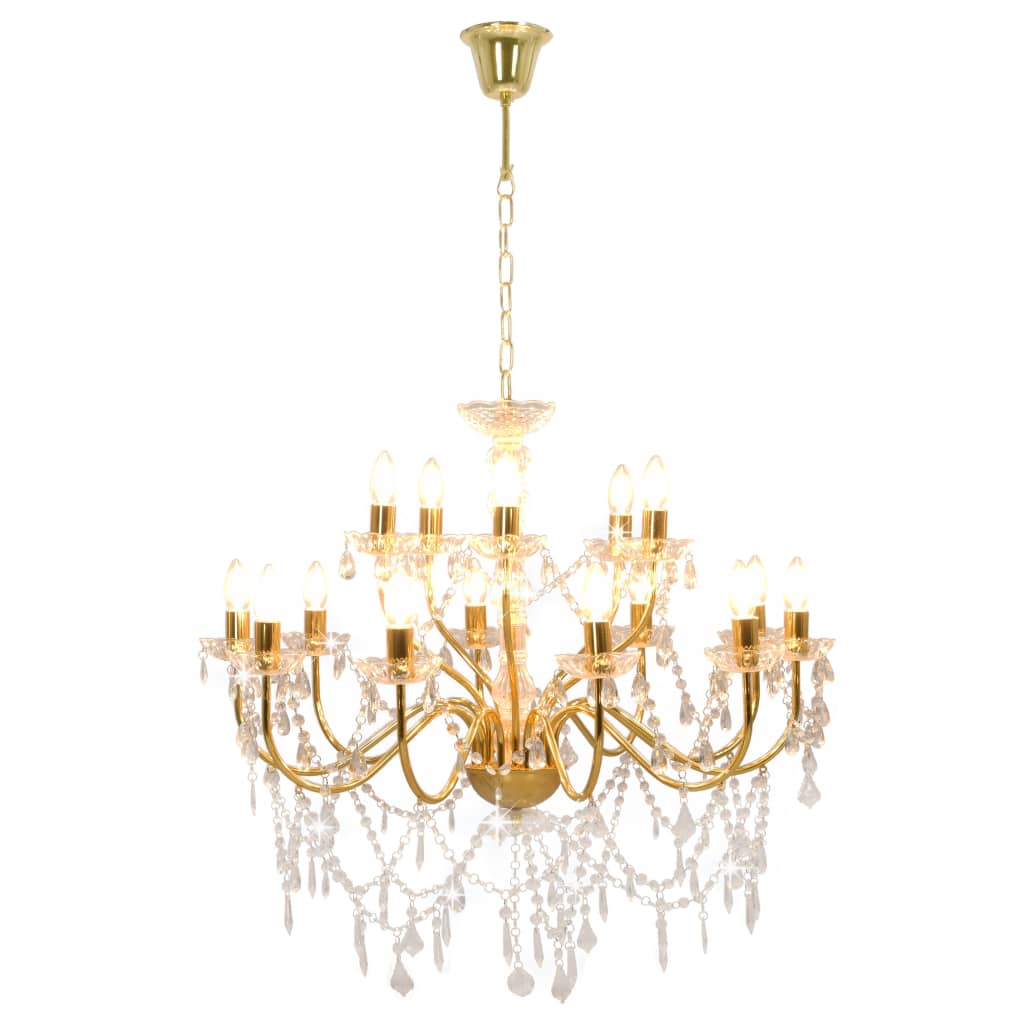 vidaXL Lustre 2 couches Doré 15 ampoules E14