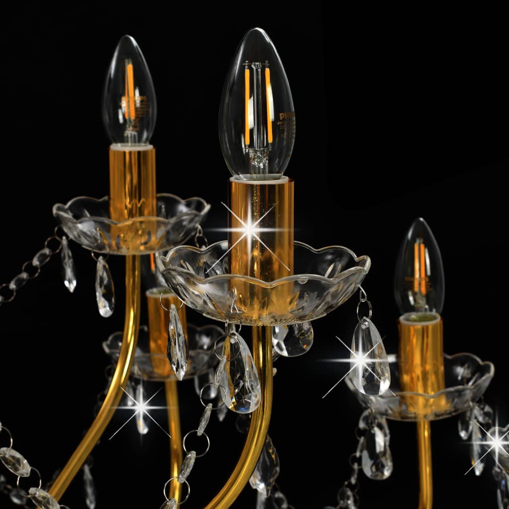 vidaXL Lustre 2 couches Doré 15 ampoules E14
