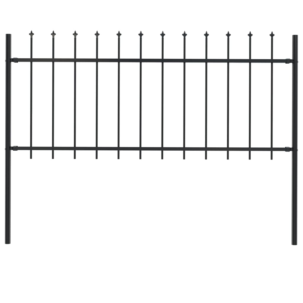 vidaXL Clôture de jardin avec dessus en lance Acier 1,7 x 0,8 m Noir