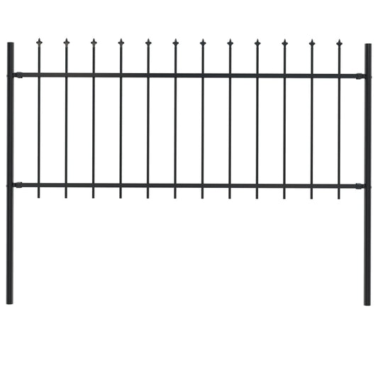 vidaXL Clôture de jardin avec dessus en lance Acier 1,7 x 0,8 m Noir