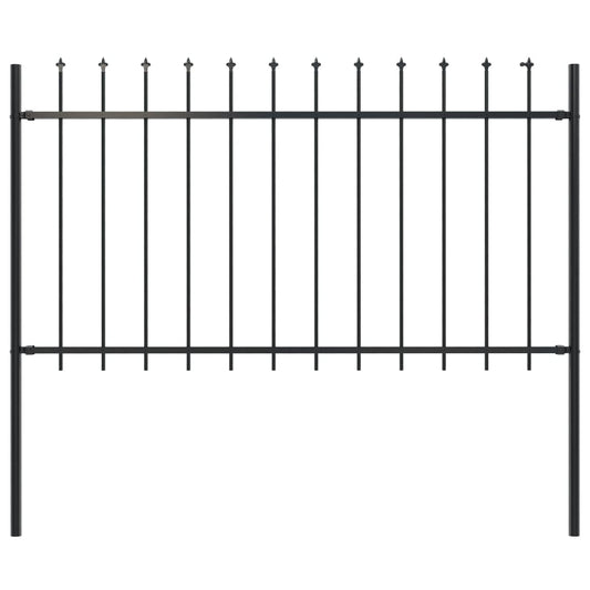 vidaXL Clôture de jardin avec dessus en lance Acier 1,7 x 1 m Noir