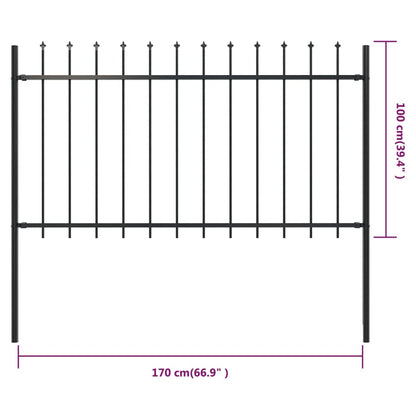vidaXL Clôture de jardin avec dessus en lance Acier 1,7 x 1 m Noir