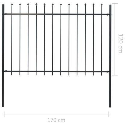 vidaXL Clôture de jardin avec dessus en lance Acier 1,7 x 1,2 m Noir