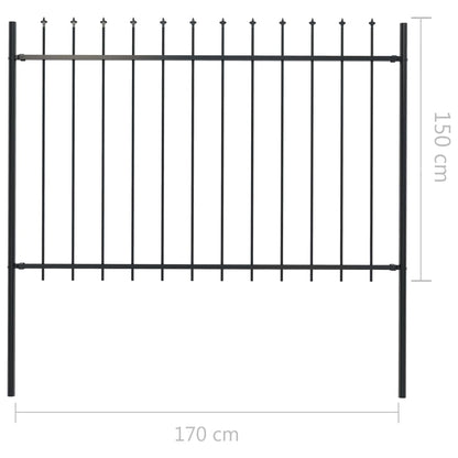 vidaXL Clôture de jardin avec dessus en lance Acier 1,7 x 1,5 m Noir