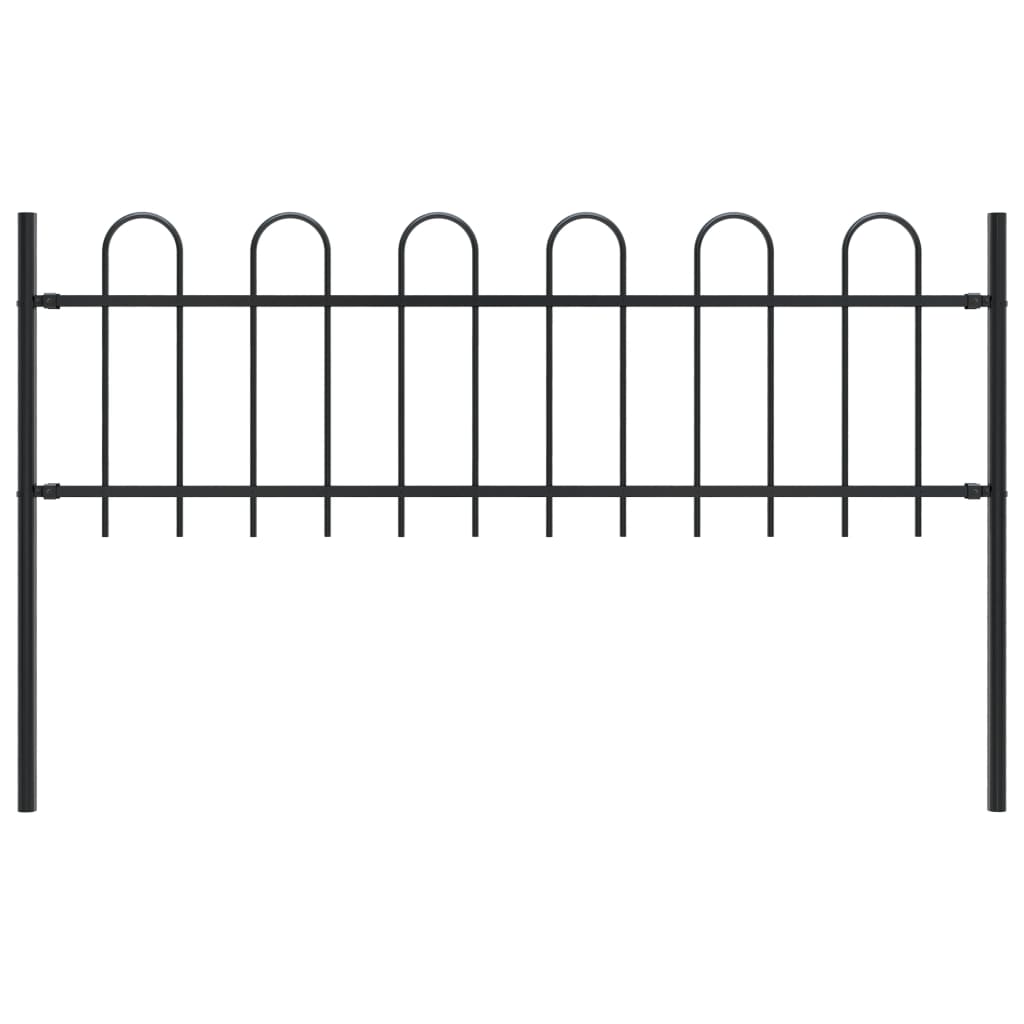vidaXL Clôture de jardin avec dessus en cerceau Acier 1,7 m Noir