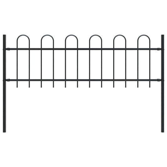 vidaXL Clôture de jardin avec dessus en cerceau Acier 1,7 m Noir
