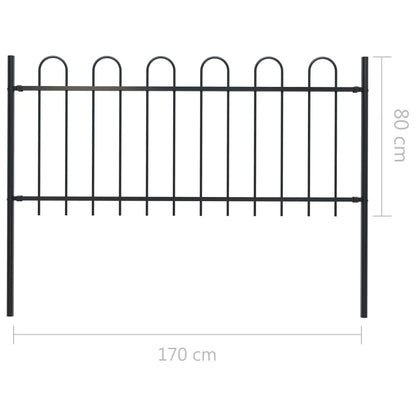 vidaXL Clôture de jardin avec dessus en cerceau Acier 1,7 m Noir