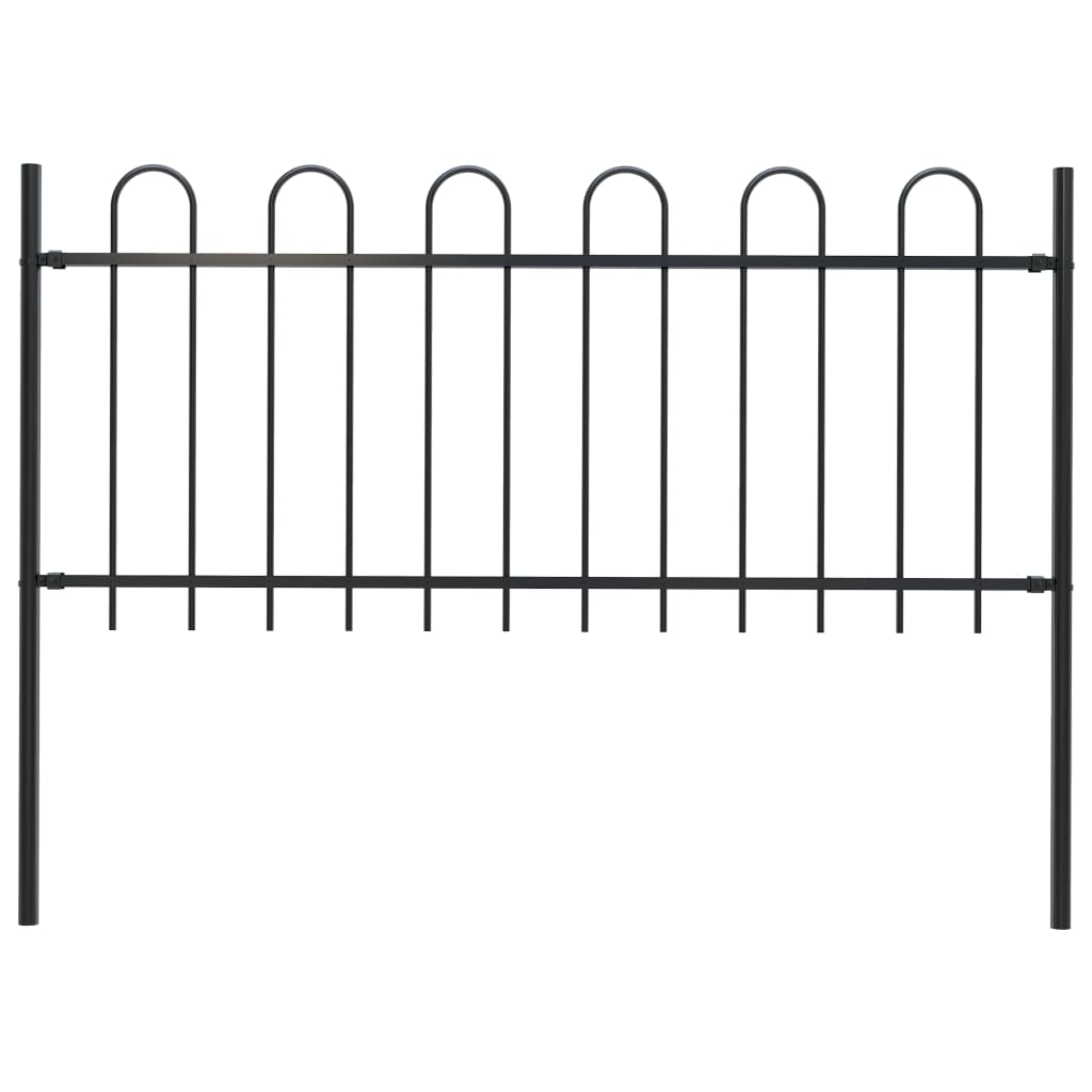 vidaXL Clôture de jardin avec dessus en cerceau Acier 1,7 m Noir