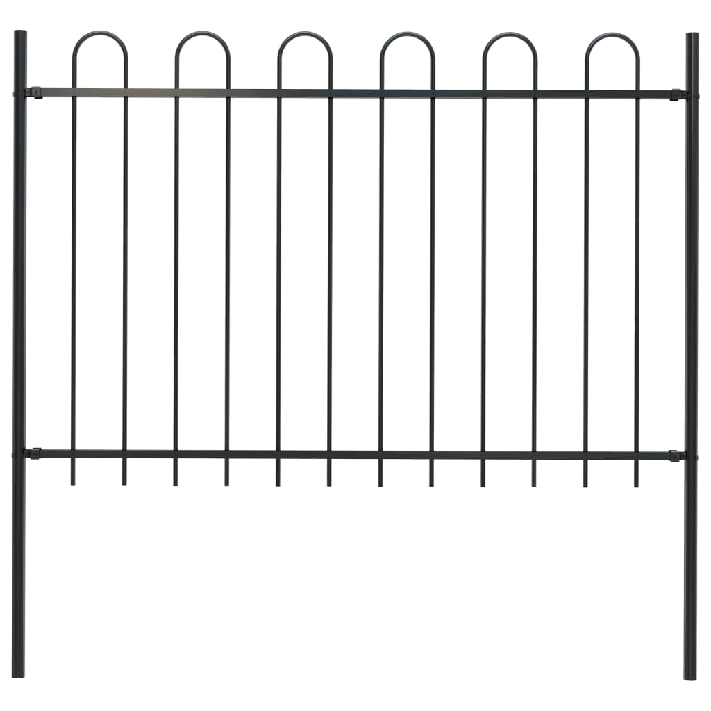 vidaXL Clôture de jardin avec dessus en cerceau Acier 1,7 m Noir